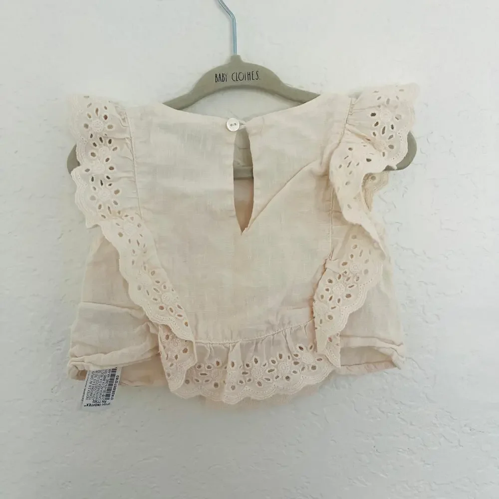 Zara Baby Girl Ruffled Eyelet Lace Top 12-18M